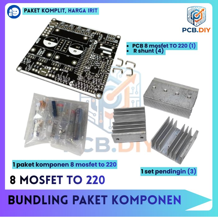 Siap Solder Rakit Bundling PCB Inverter 8 Mosfet TO 220 PSW Pure Sine Wave 1000W 1KVA EGS002 LF Bonu