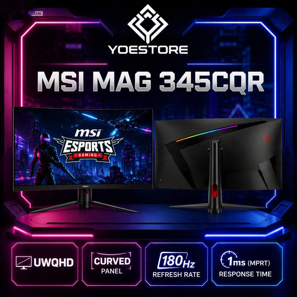 Monitor LED Ultrawide MSI MAG345CQR 34 Inch 1440p VA 2K ULTRAWIDE 180Hz Curved 1000R Ergo
