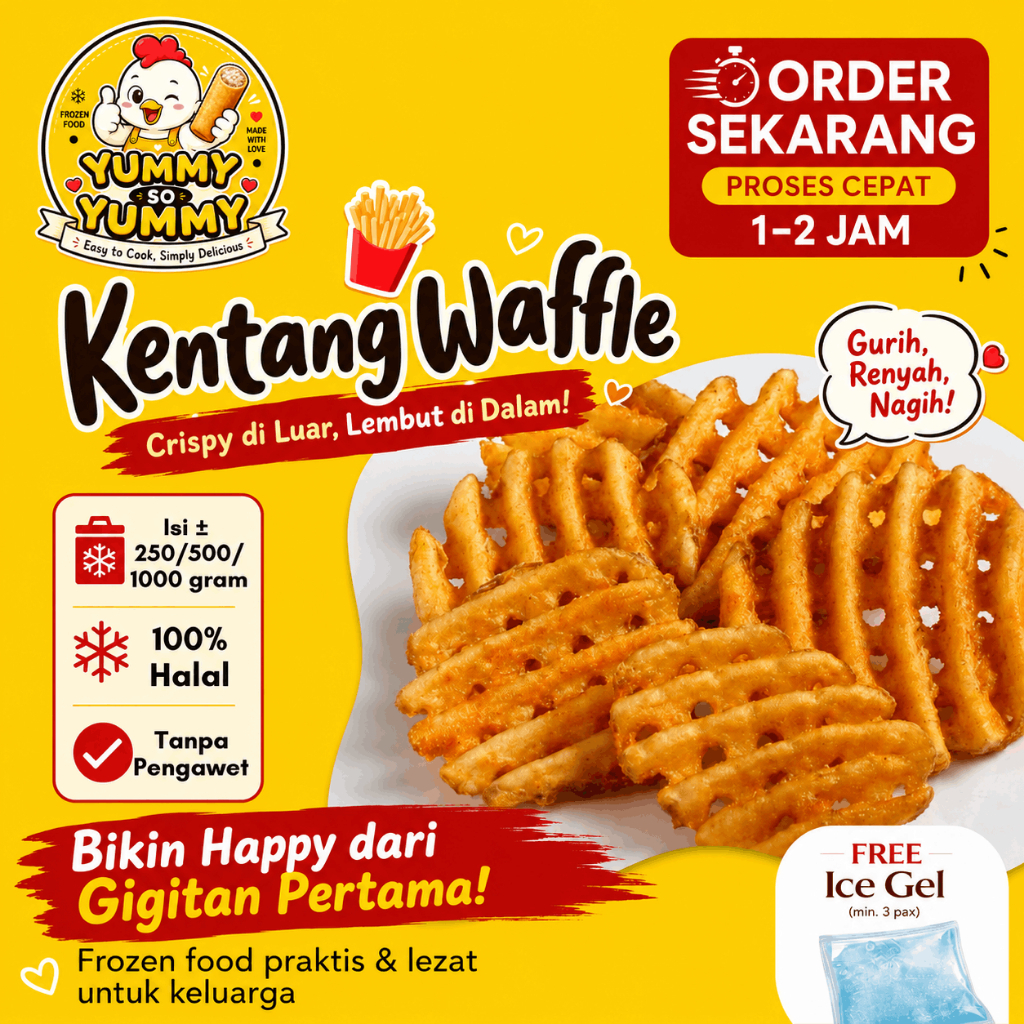 Kentang Waffle Potato Fries Makanan Beku Kentang Goreng Frozen