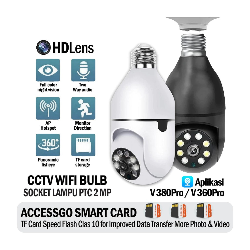 IP CCTV Camera Wifi Panoramic Pro IP Kamera Bohlam 360 Derajat Panorama Ysxlite- CCTV BOHLAM