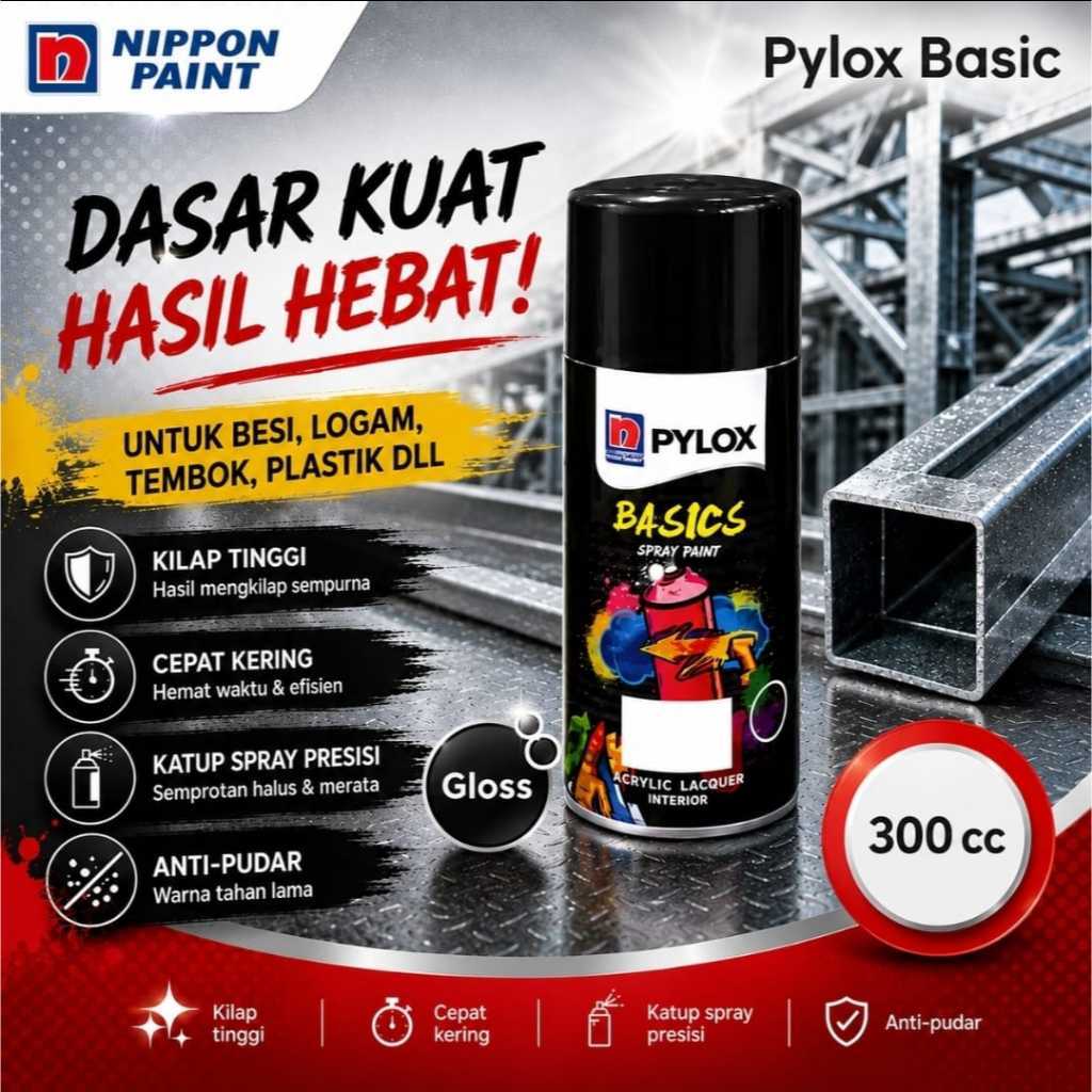 CAT PYLOX SEMPROT PILOX CAT SPRAY BESI KAYU PLASTIK MOTOR MOBIL PYLOX BASIC 300CC NIPPON PAINT