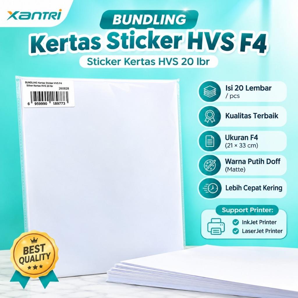 Kertas Sticker Xantri HVS F4 Stiker Kertas HVS isi 20 lembar