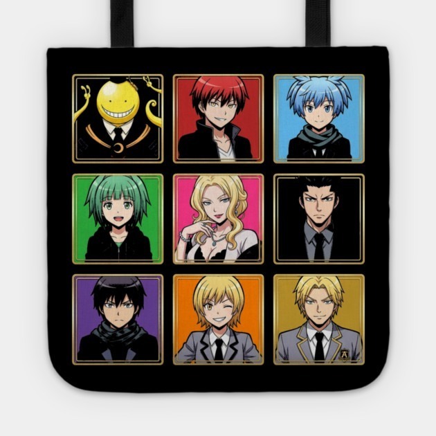 Anime Assassination Classroom Character Collage - Assassination Classroom - Tote Bag Hitam