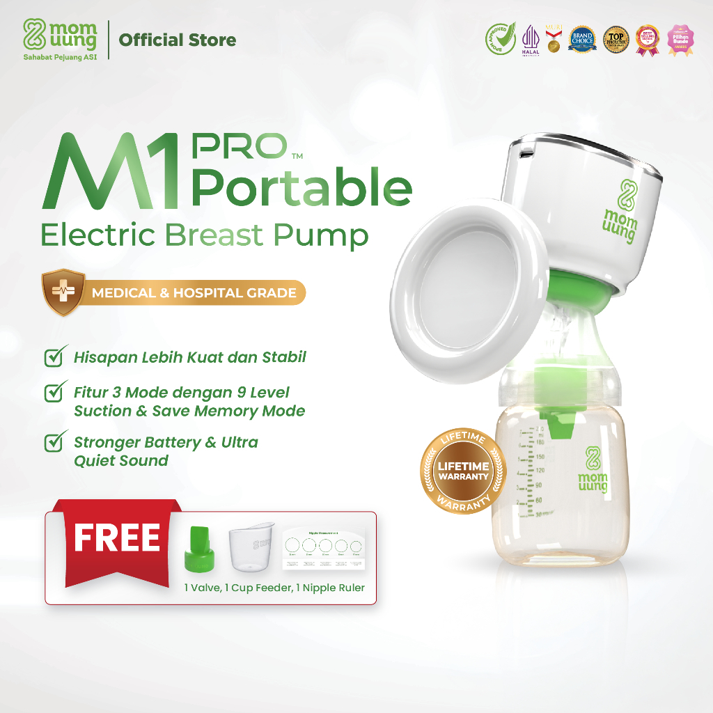 Mom Uung M1 Pro Portable Electric Breast Pump - Hisapan Lebih Kuat & Stabil - Medical & Hospital Gra