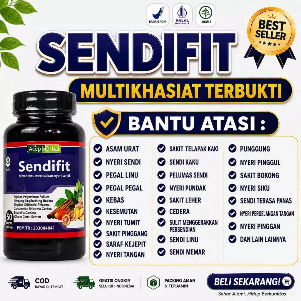 Sendifit Obat Herbal Saraf Kejepit Sakit Pinggang Nyeri Sendi Leher Lutut Bokong