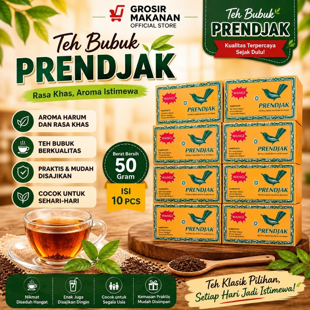 Teh Bubuk Prendjak 50 gram / Teh Bubuk Prendjak isi 10 pcs