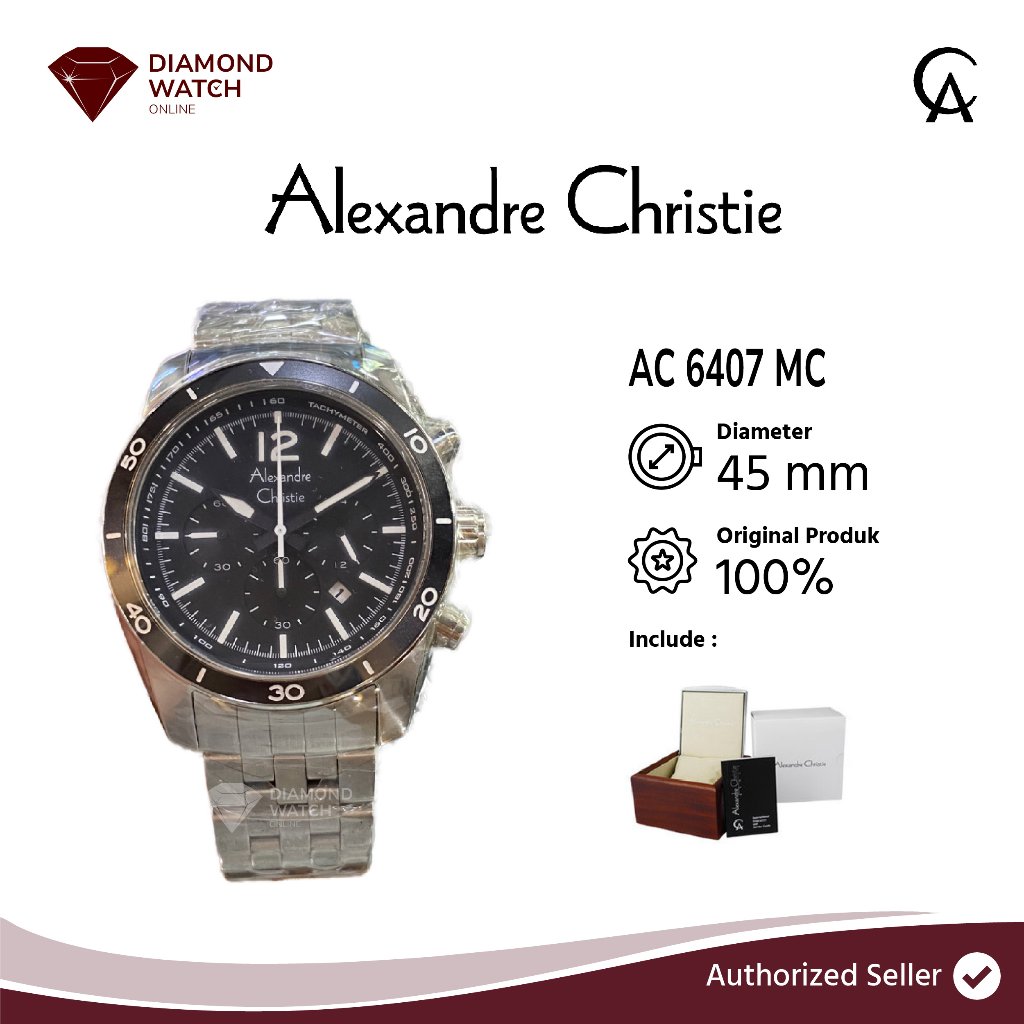 Jam Tangan Pria Alexandre Christie AC 6407 MC Silver Strap Black Dial