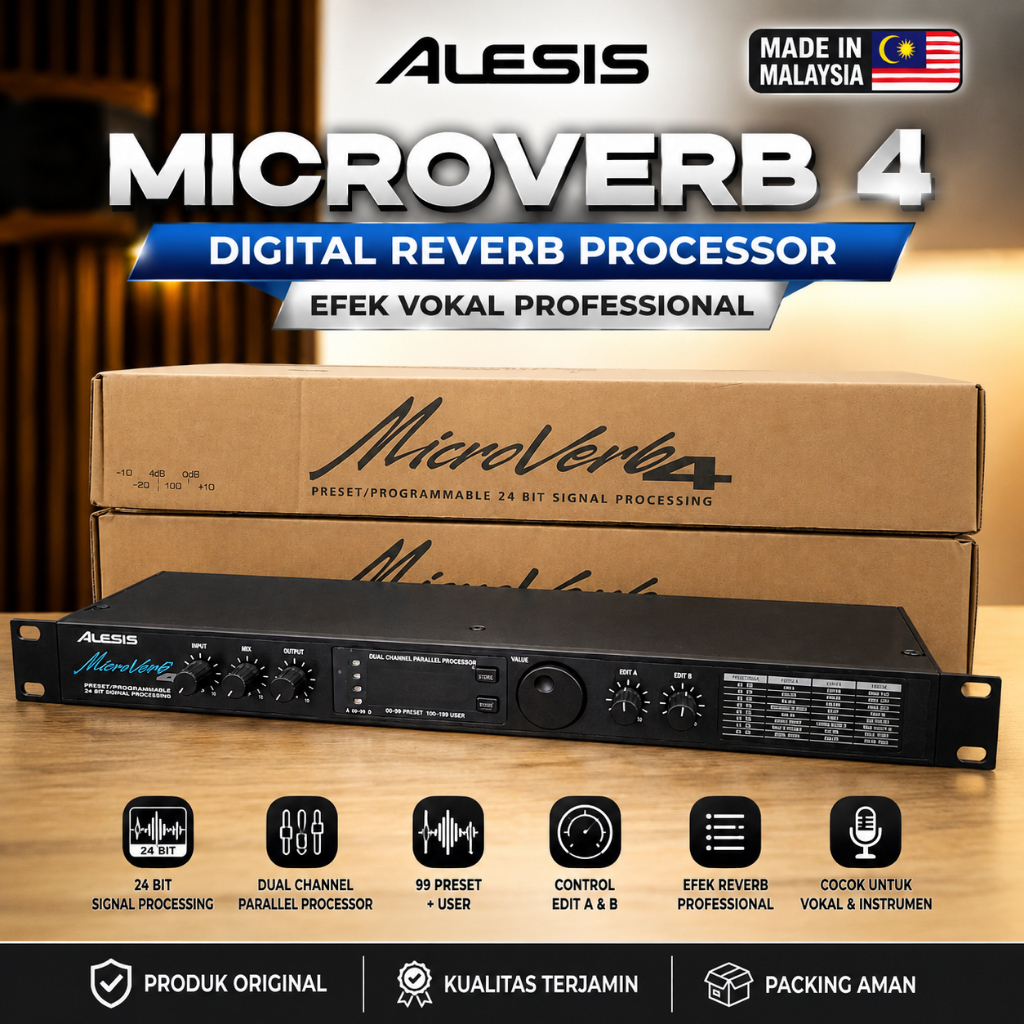 EFEK VOKAL ALESIS MICROVERB 4 PROCESSOR AUDIO DIGITAL REVERB PRODUK MALAYSIA