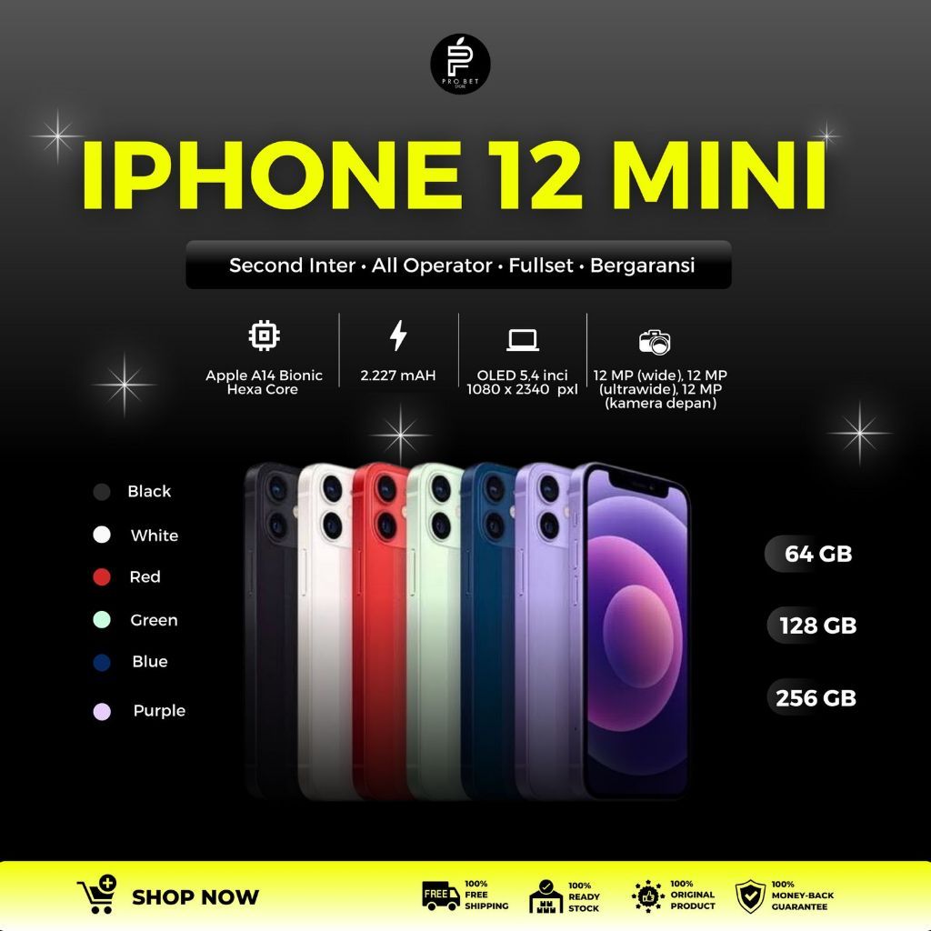 IPHONE SECOND 12 MINI 64GB / 128GB  / 256GB FULLSET LIKE NEW