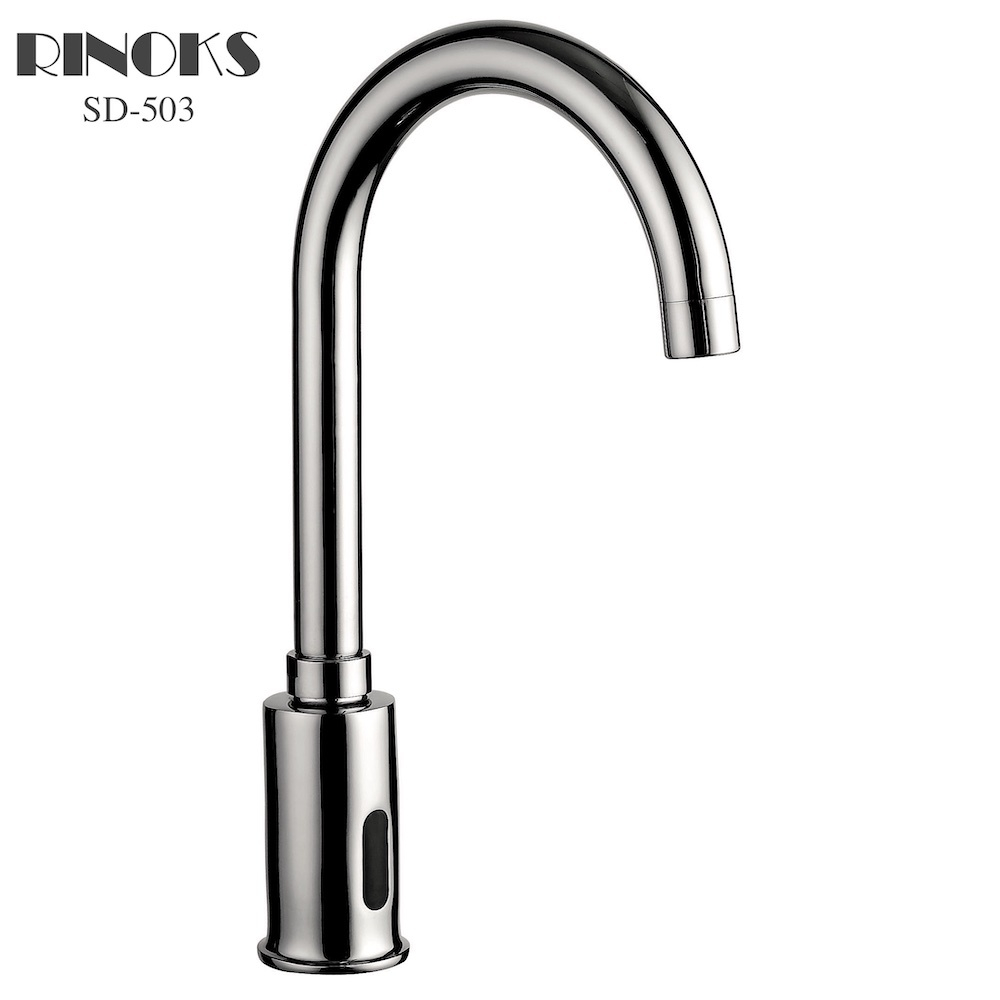 Kran Sensor Otomatis RINOKS Kran Wastafel Infrared LED AC/DC KUNINGAN SD-503