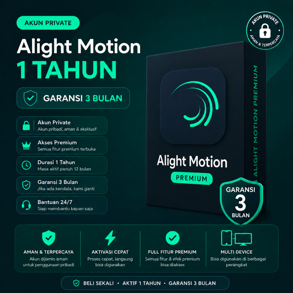 Alight Motion Premium 1 Tahun | Akun Private | Garansi 3 Bulan