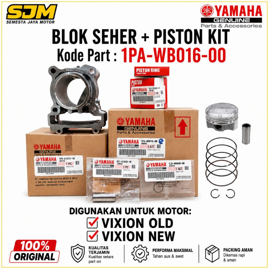 Blok Seher 1PA + Piston Kit std Vixion Old Vixion New 1PA-WB016-00 Original Yamaha