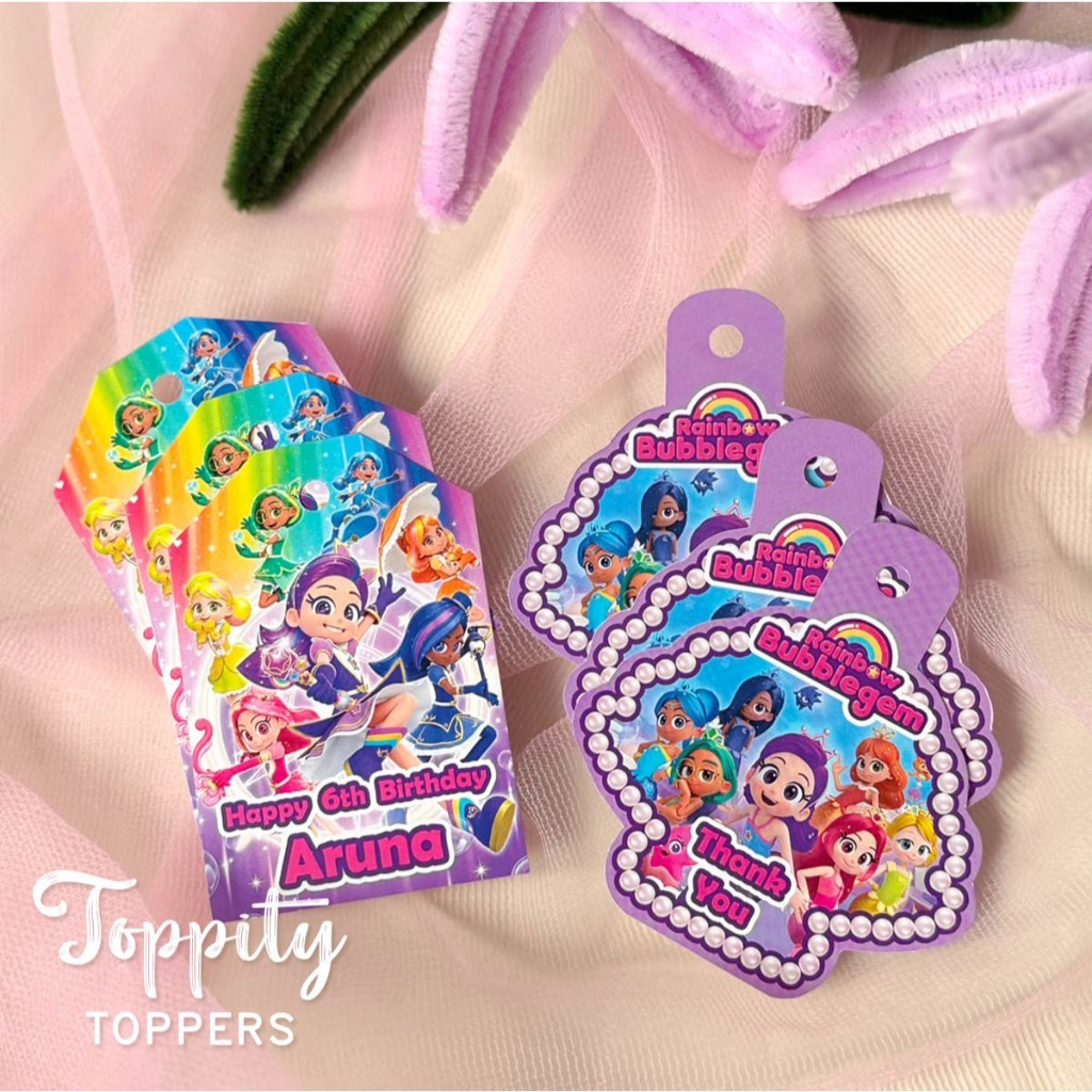 Tag birthday ulang tahun Rainbow Bubble Gem