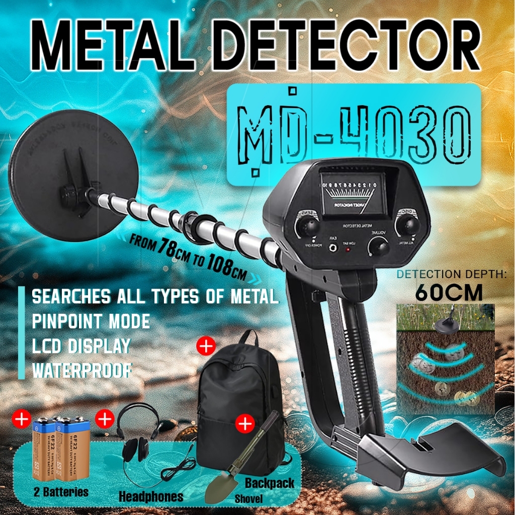 Metal Detector Emas MD-4030 Detektor Logam Alat Pendeteksi Logam Bawah Tanah untuk Mencari Emas dan 