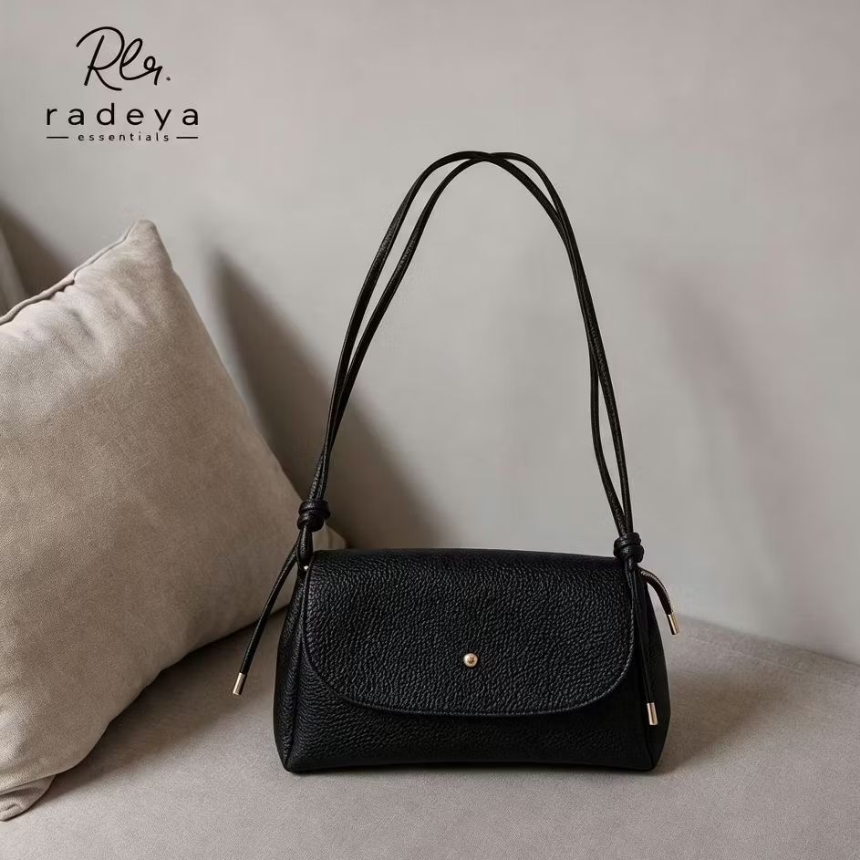 Tas Tangan Wanita Elegan | Tas Selempang Tali Adjustable Hitam Minimalis | Handbag Premium Style Cew