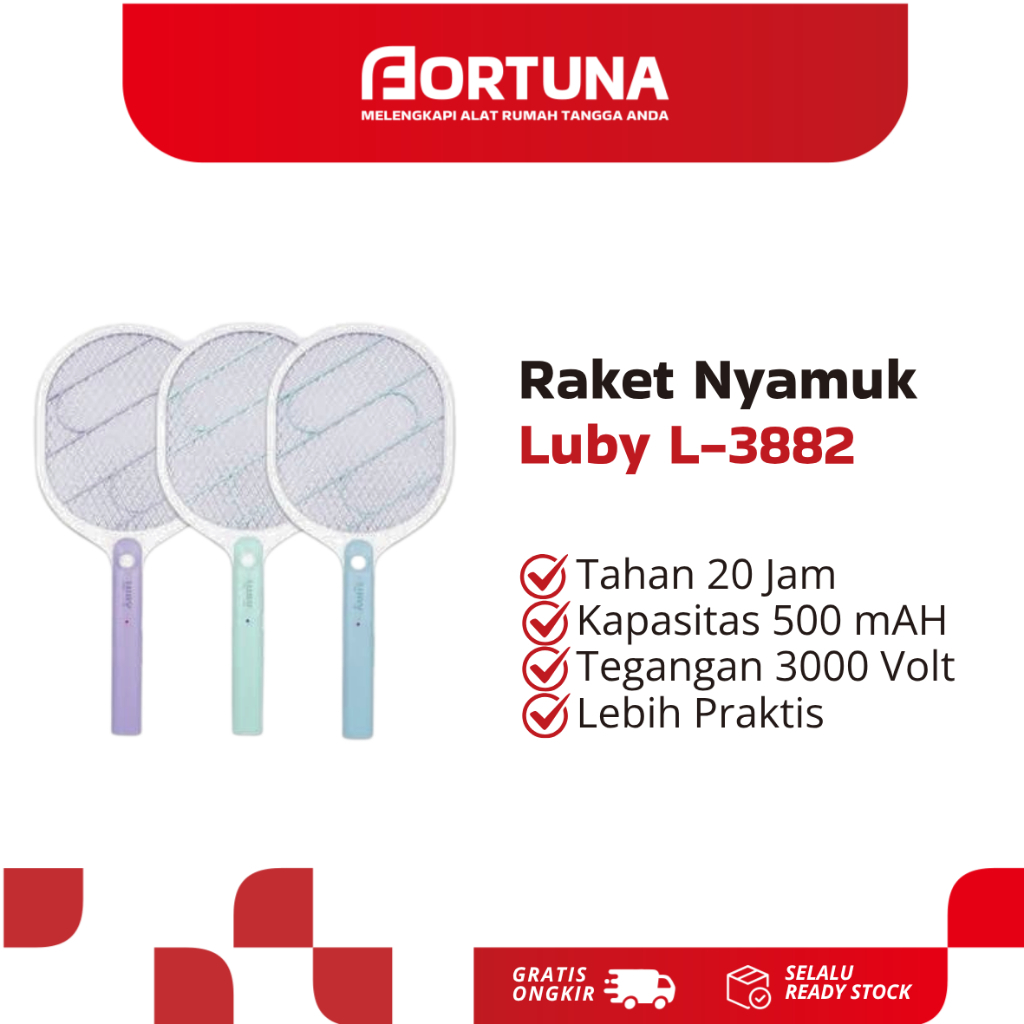 Raket Nyamuk Luby L-3882  Raket Setrum Nyamuk Elektrik