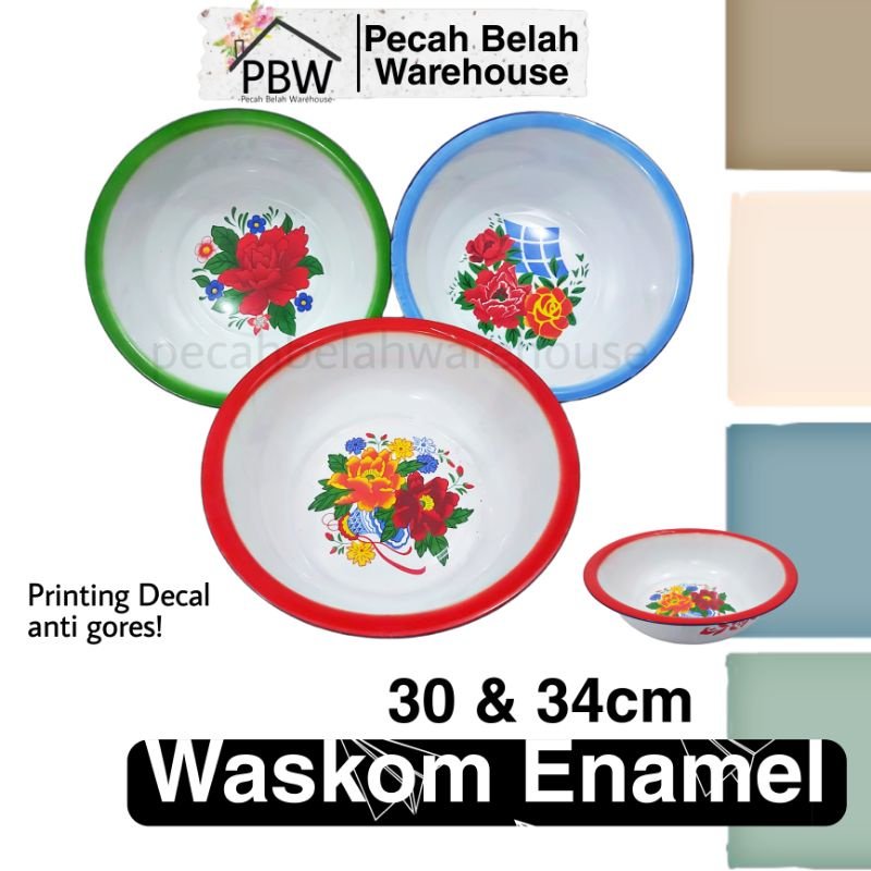 Waskom Seng Kembang 30cm / Baskom seng enamel Kembang