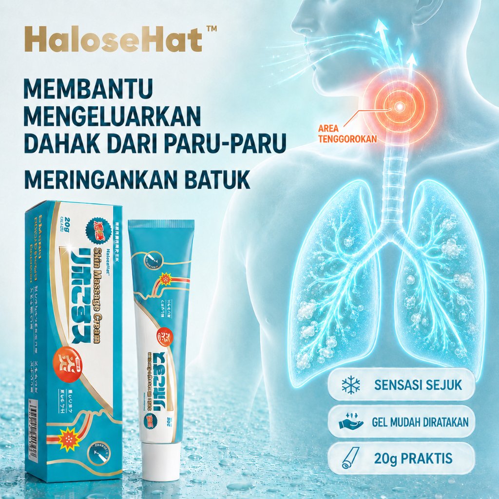 Halosehat Gel Herbal 20g - Bersihkan Dahak Paru-Paru, Redakan Batuk Berdahak, Legakan Dada Sesak & N