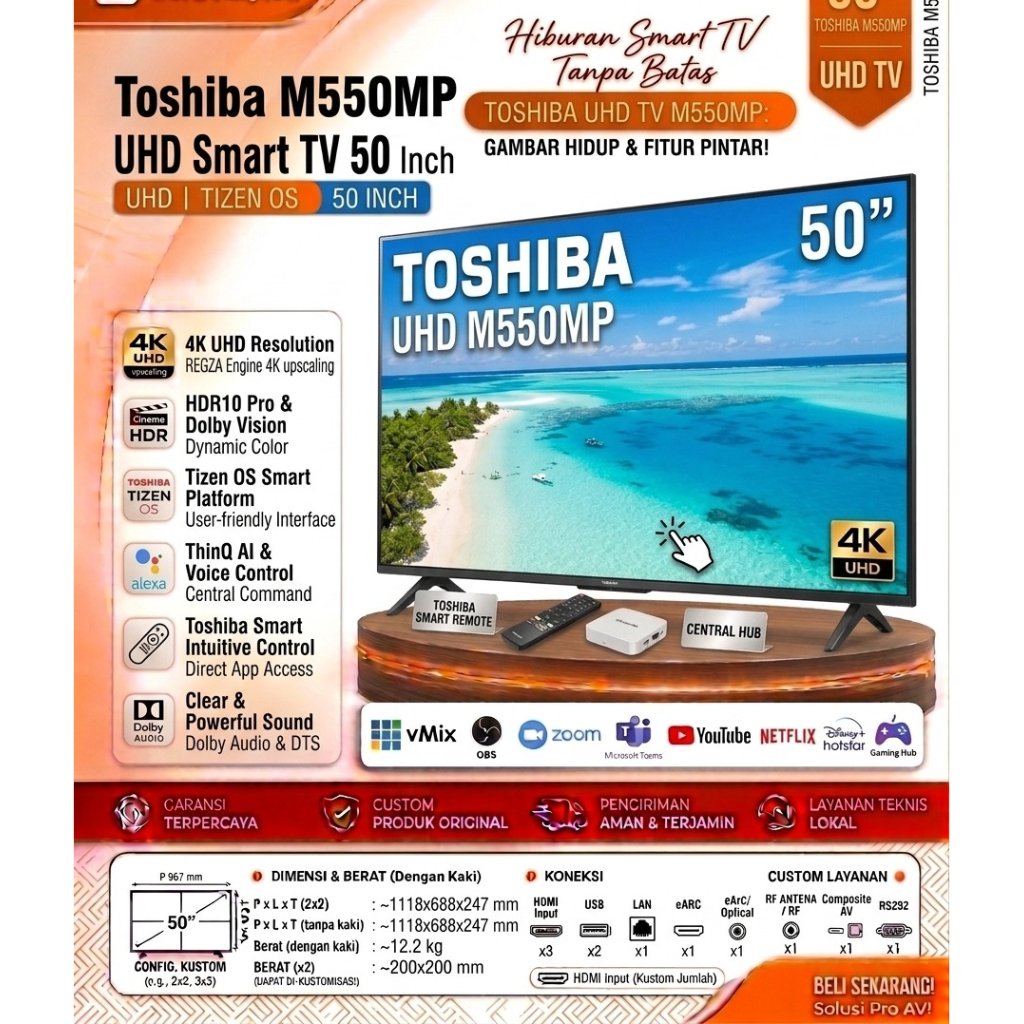 Toshiba 50 Inch M550MP QLED Regza Google TV 4K UHD 50M550MP