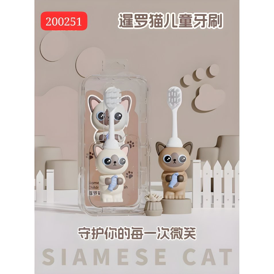 OTH 200251 - ISI 12 SIKAT GIGI ANAK SIAMESE KARAKTER KUCING 3D