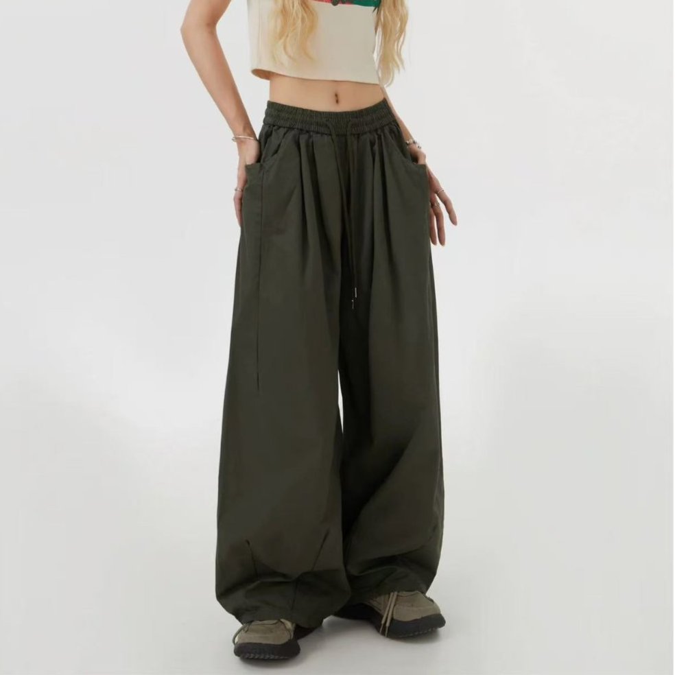 GDTIMA Celana Cargo Wanita Korea Style Highwaist Celana Panjang Cargo Pants