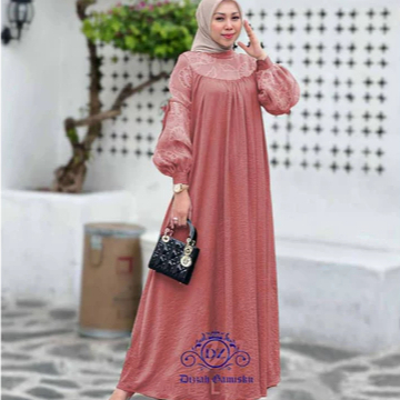 Dress Pengajian / Formal Gamis Harian Lebaran Fitri Warna Dasti Pink Peach Salem Simpel Kasual Kekin
