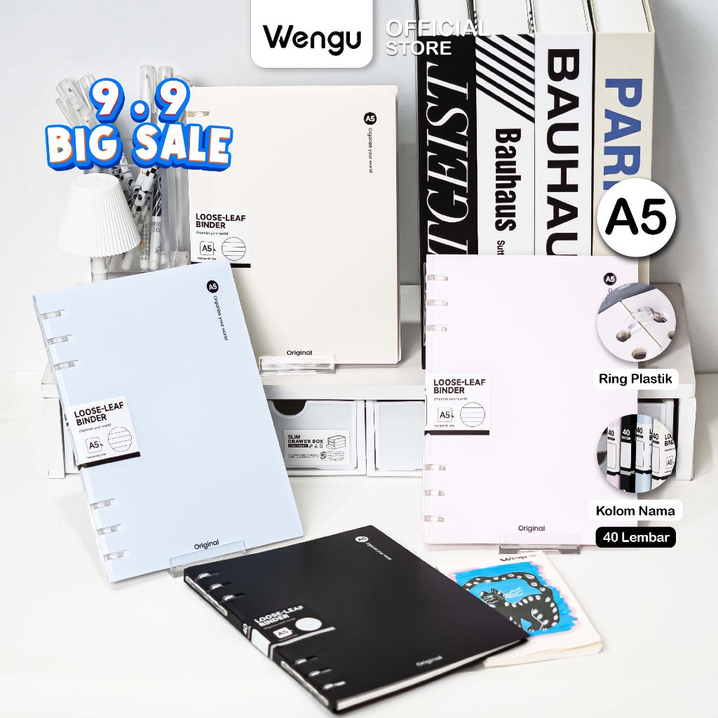 [BARU] Wengu Binder Note A5 Catatan Binder Refillable Pastel Aesthetic Simple Isi 40 Lembar - SK