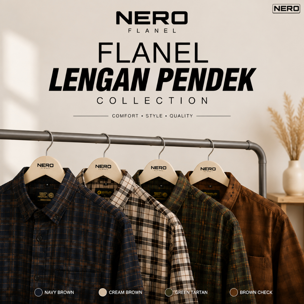 Kemeja flanel semi wool lengan pendek unisex kemeja pria dan wanita motif kotak Formal Santai