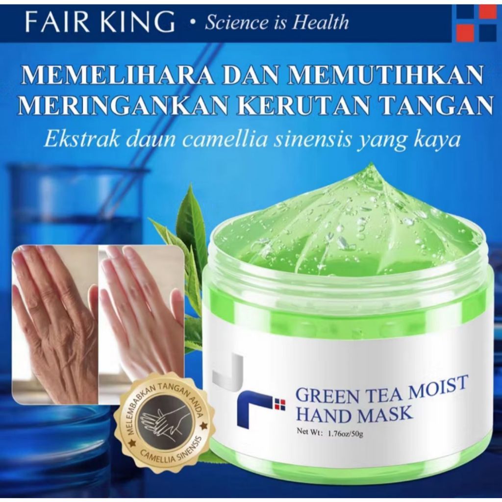 Fair King Green Tea Moist Hand Mask Ekstrak Camellia Sinensis 50g Masker Tangan