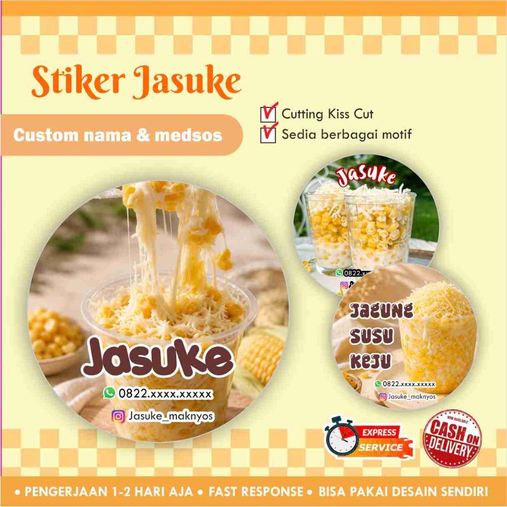 [170 pcs] Stiker Jasuke cromo / Jagung susu keju / Label kemasan makanan / minuman / promosi murah /