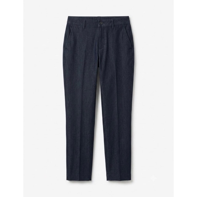 Stretch Dark Indigo Ankle Pants Denim Slim Fit Trousers Preppy Pant Office Casual Skinny
