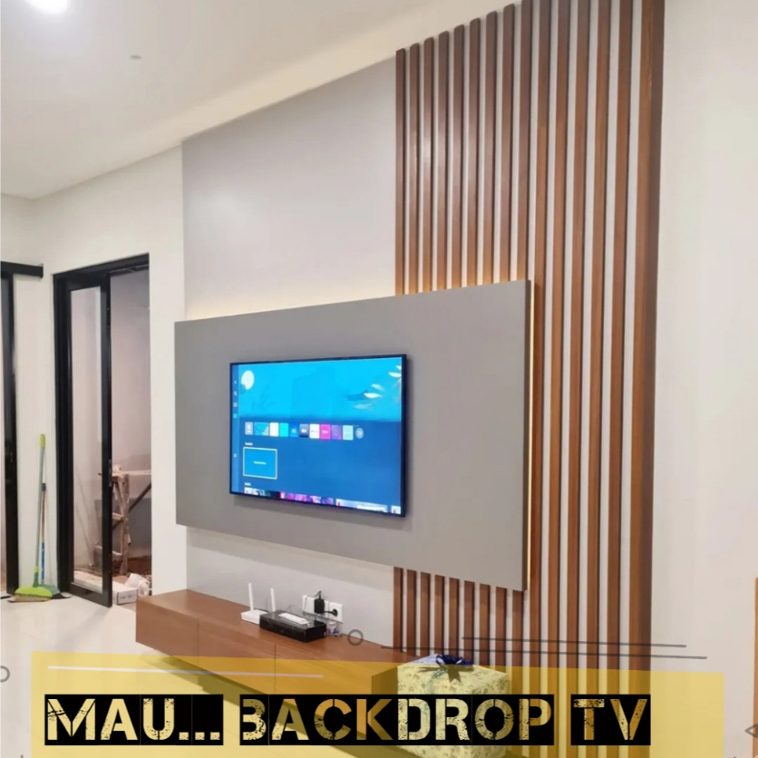 Custom Lemari Backdrop TV Minimalis