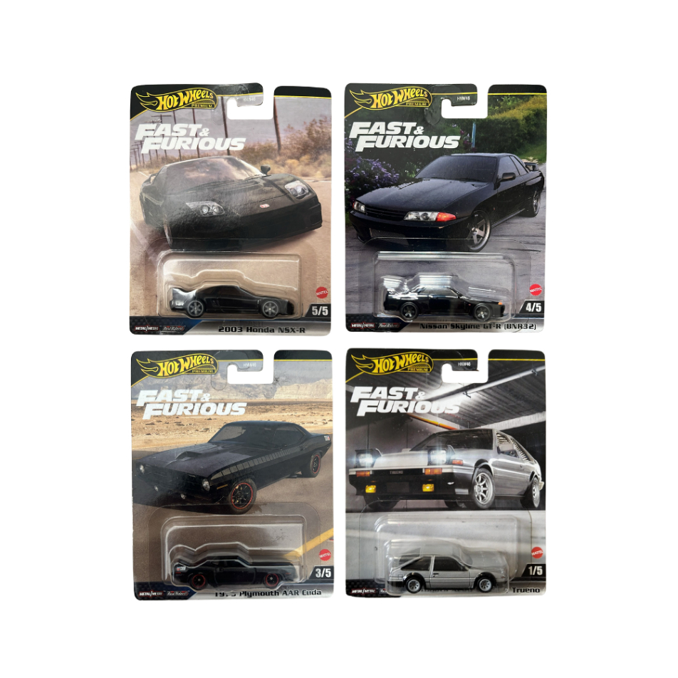 Hotwheels Premium Fast & Furious Tokyo Drift Toyota AE86 Sprinter Trueno, 2003 Black Honda NSX-R, Bl