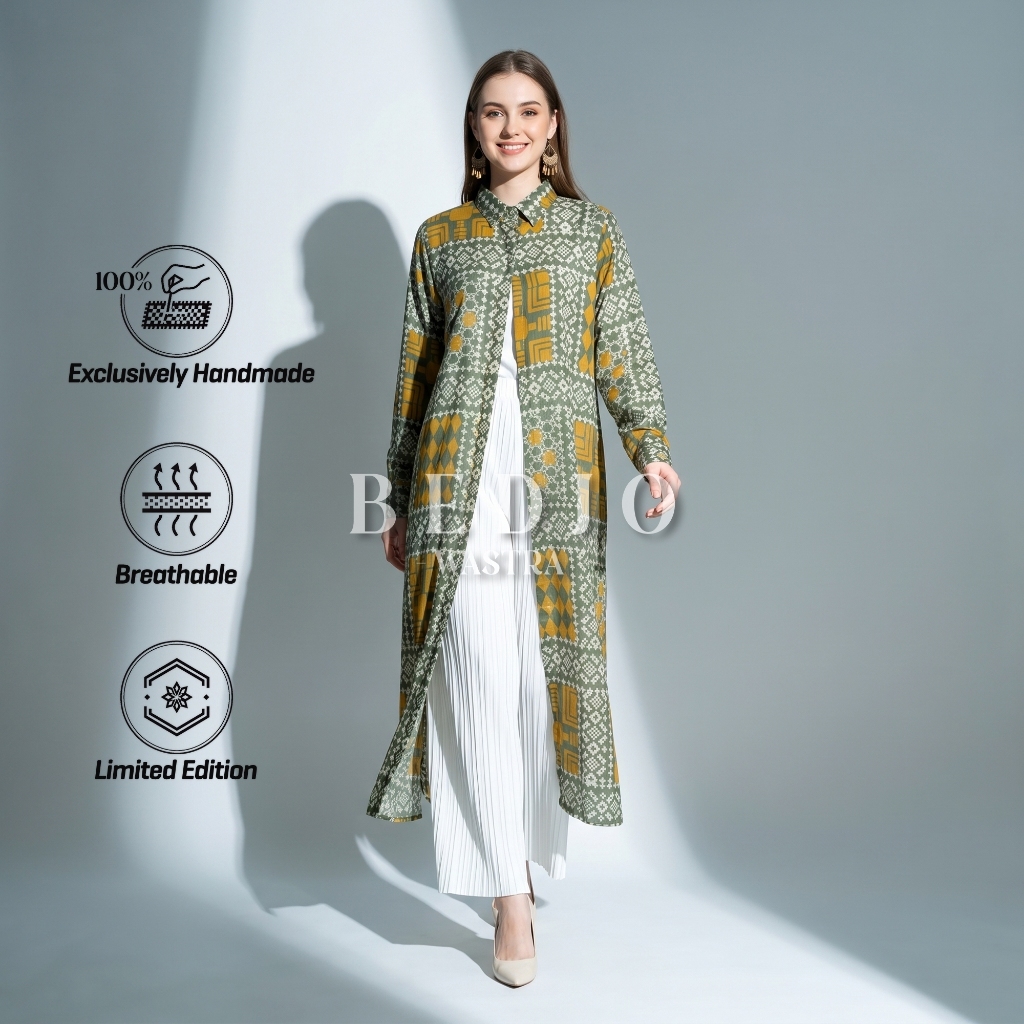 OUTER BATIK OUTER TANPA LENGAN ATASAN BATIK WANITA OUTER LENGAN BUNTUNG BATIK MODERN WANITA SLEEVELE