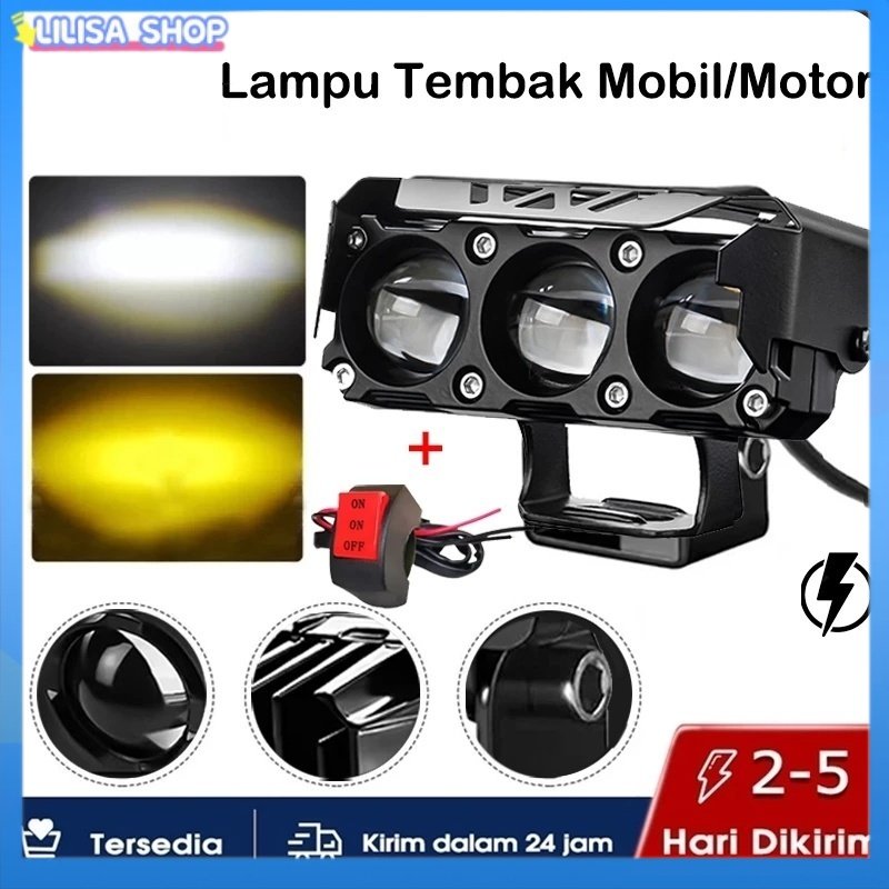 Lampu Sorot Laser 3 Mata 2 Warna/Lampu Tembak LED Laser/3 Mata SQL/3 Mata Lensa/Waterproof/4 Mata SQ