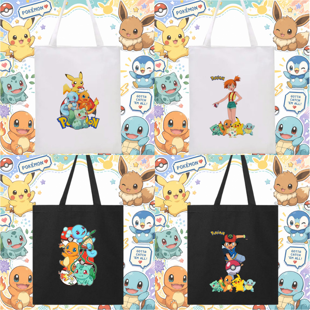 Totebag Tote Bag Pokemon Pikachu Lucu Buku Sekolah Anak Goodie Bag Ultah Ulang Tahun Souvenir