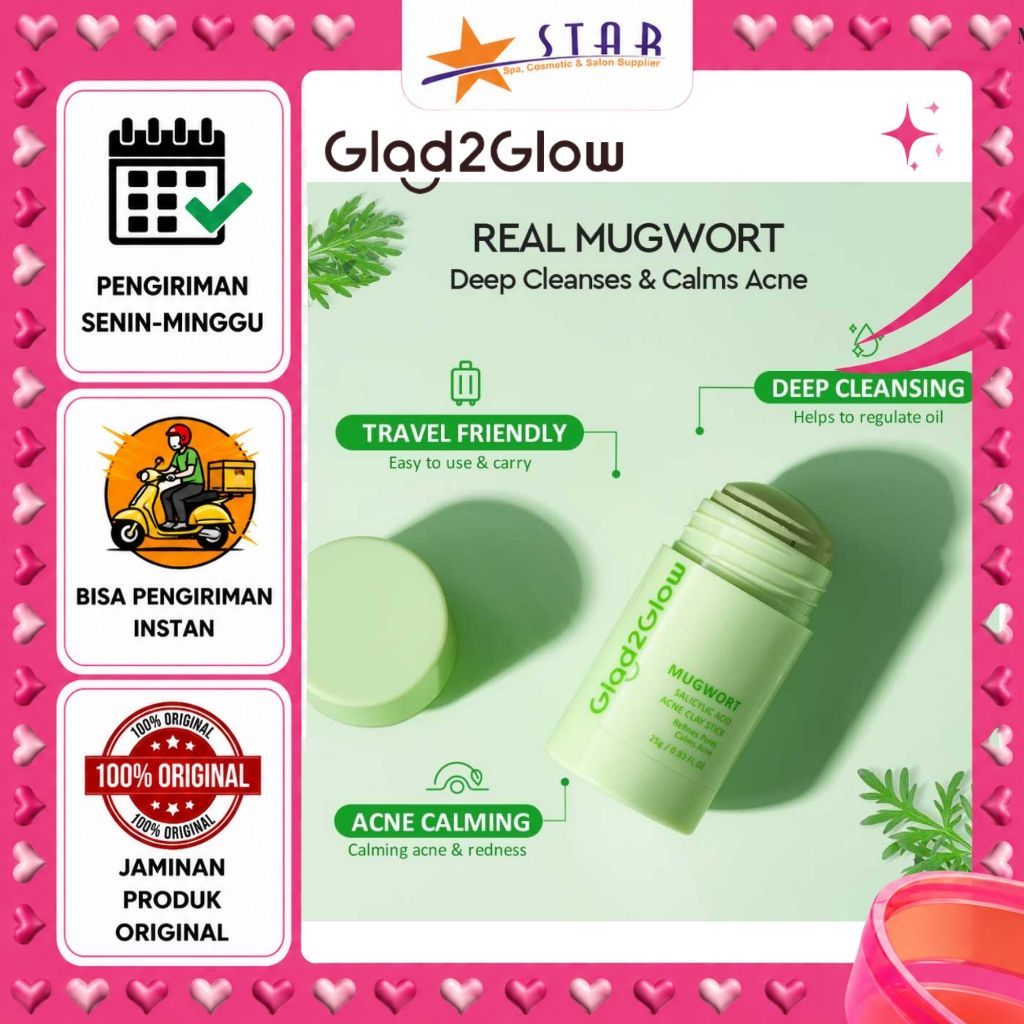 * STAR * GLAD2GLOW REAL MUGWORT CLAY MASK/CLAY STICK