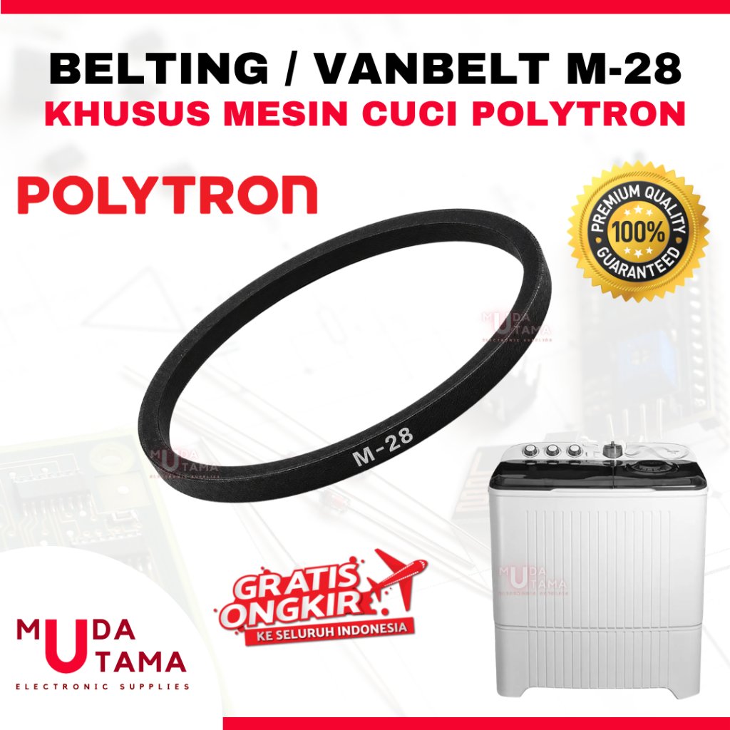 Vanbelt M28 Mesin Cuci POLYTRON 1 Tabung / 2 Tabung - VBelt M28 Mesin Cuci V-Belt M-28 - Fanbelt Mes