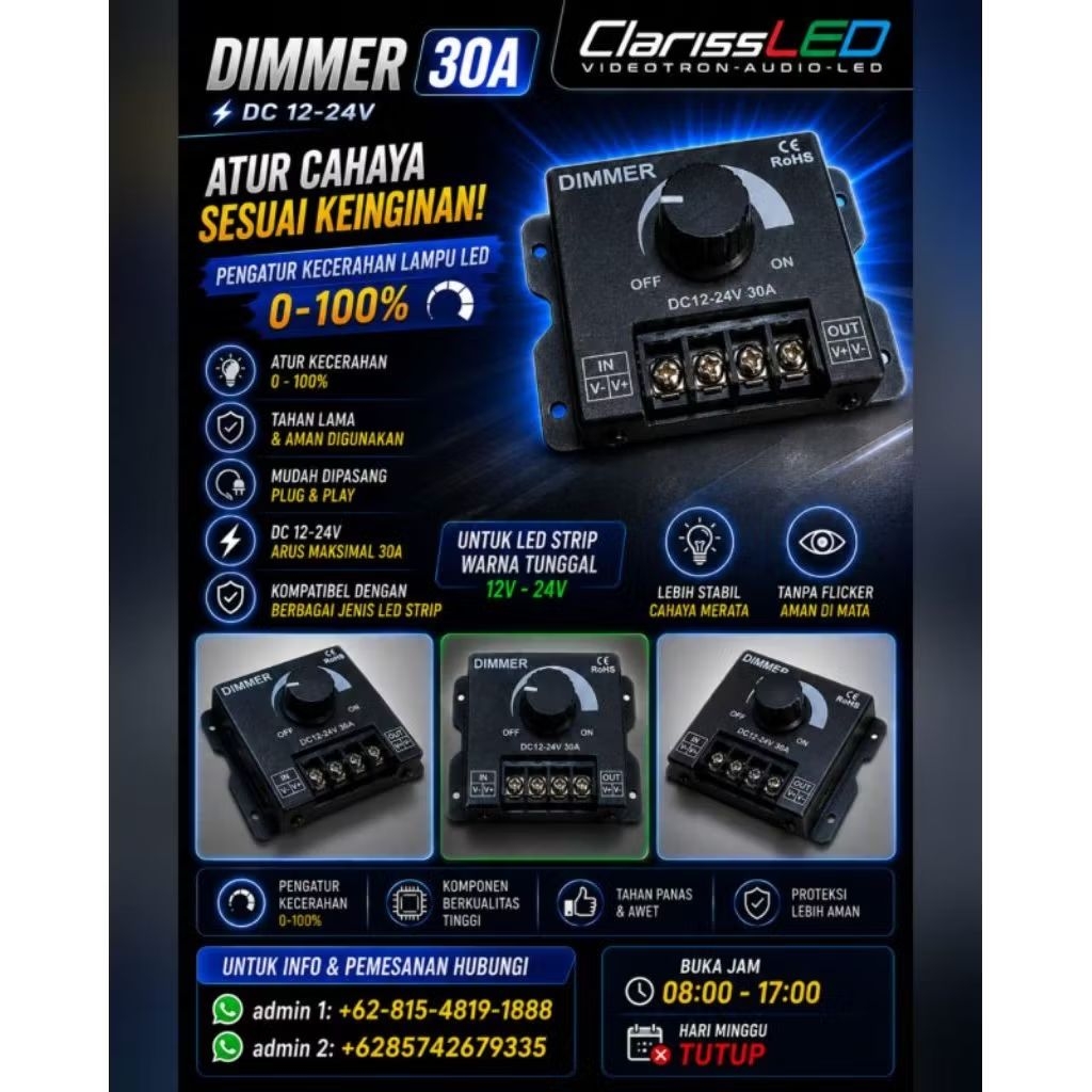 Dimmer 30A Dc 12-24v