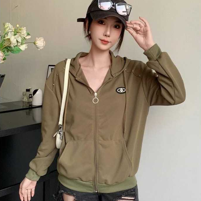 ANALOG.RTW -  7202# JAKET WANITA / JAKET KEKINIAN / KOREAN STYLE / JAKET HOODIE - FLOW