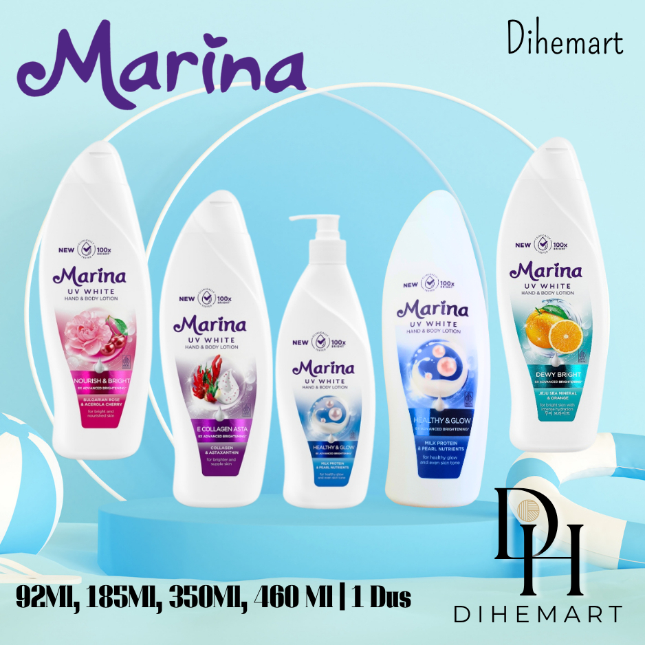 Marina Hand Body Lotion UV White Healthy Glow | E-Collagen Asta 460ml 1DUS 12PCS | 92ML 1 DUS 72PCS 