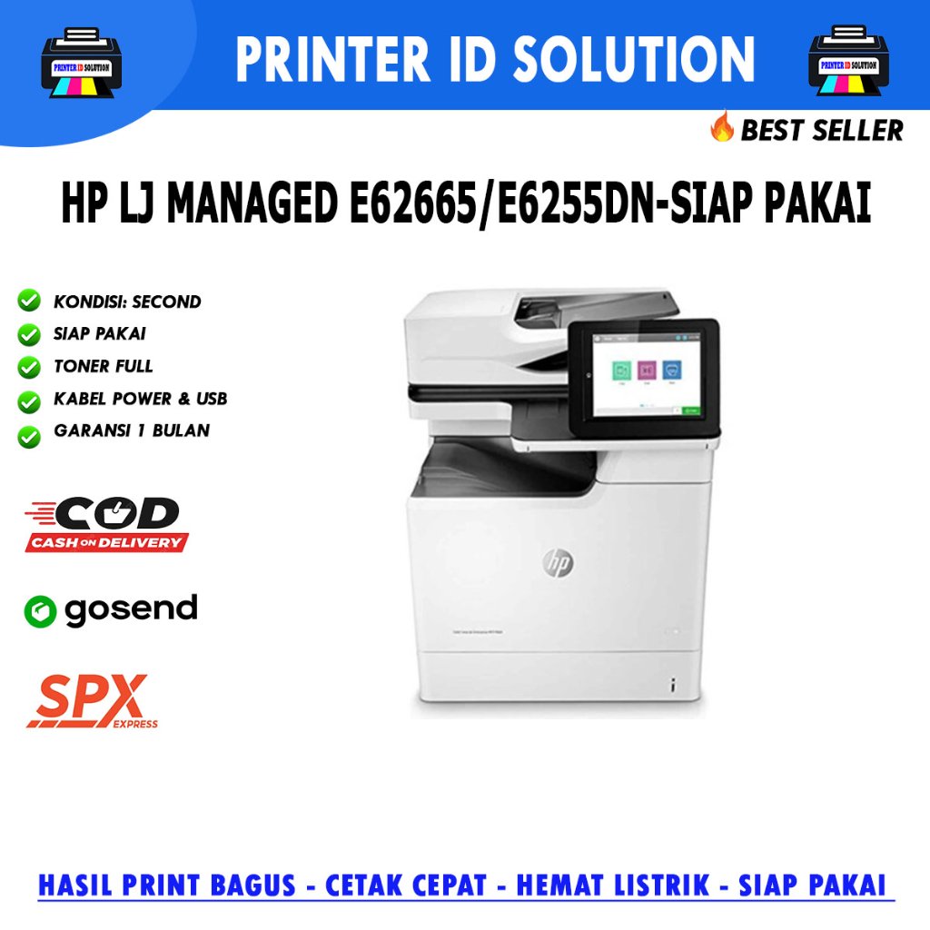 Printer hp laserjet managed e62665dn full tray fotocopy f4