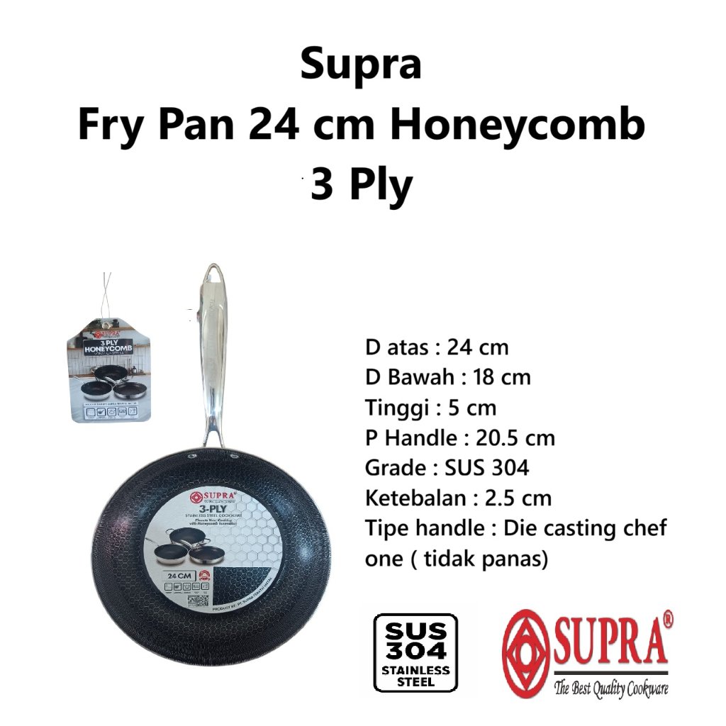 Supra Fry Pan 24 cm Honeycomb 304 3 ply