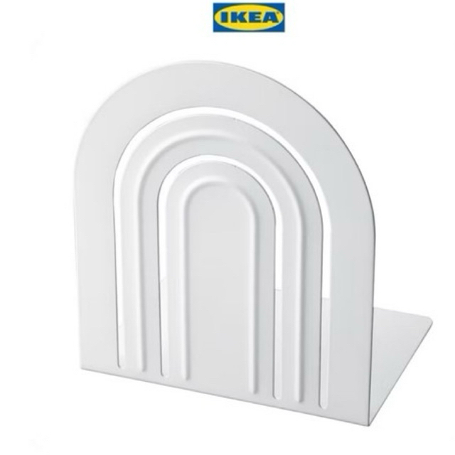 IKEA Rak Buku Penyangga Kertas Warna Putih Model Garis Ujung Lengkung