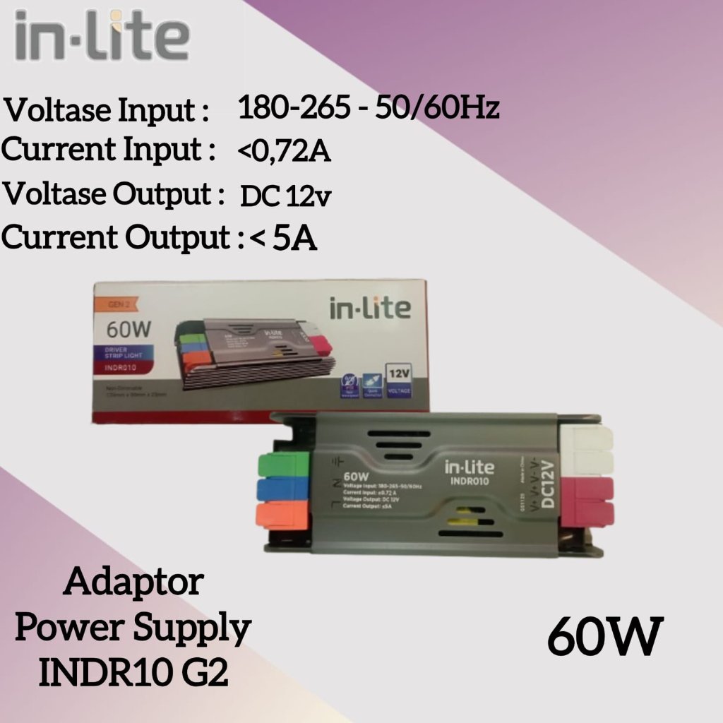 INLITE TRAFO 60W ADAPTOR POWER SUPPLY LED STRIP INDR010 12V