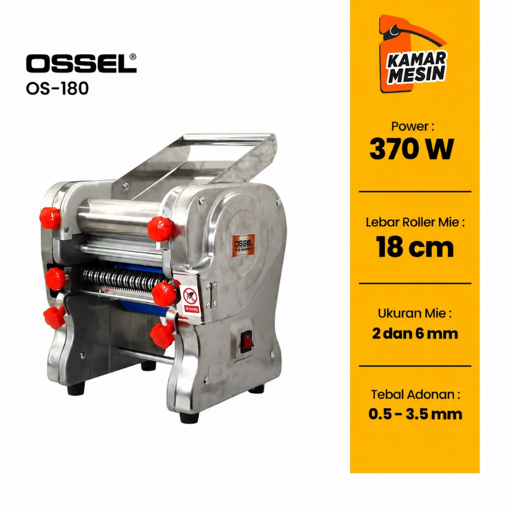 OSSEL Giling Mie Listrik Gilingan Mie Listrik Mesin Ampia Body Stainless Steel OS-180 OSSEL