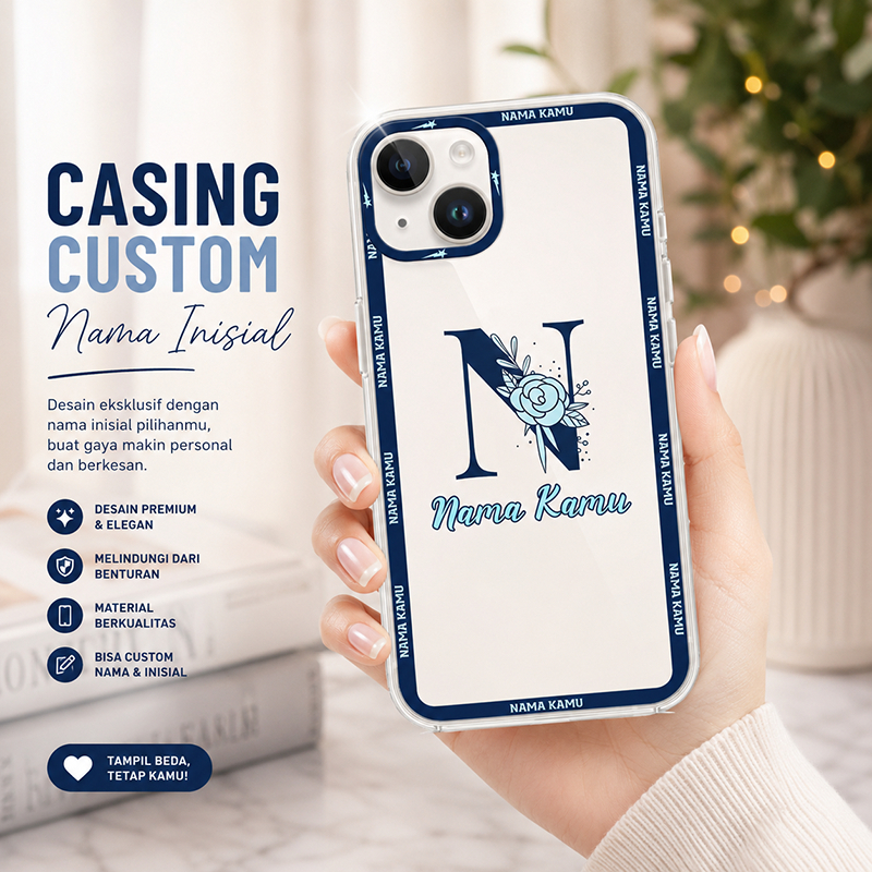 SIKOMOCASE Case HP Custom Nama & Inisial Untuk SAMSUNG A57 - A56 - A55 - A54 - A53 - A52 - A52S - A5