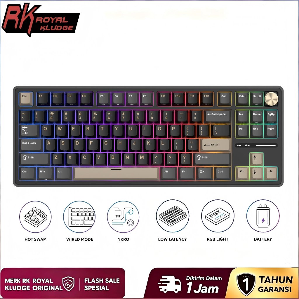 RK ROYAL KLUDGE RK R87Pro Phantom Gasket Wired Mechanical Keyboard