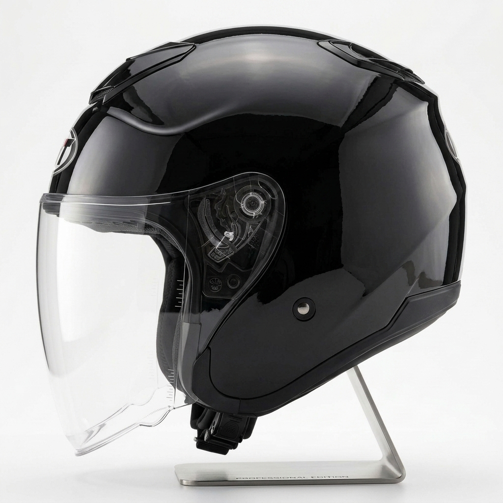 KYT KYOTO BLACK GLOSSY Helm Half Face Visor Bening Original SNI Helm Motor Dewasa Stylish Nyaman Rid