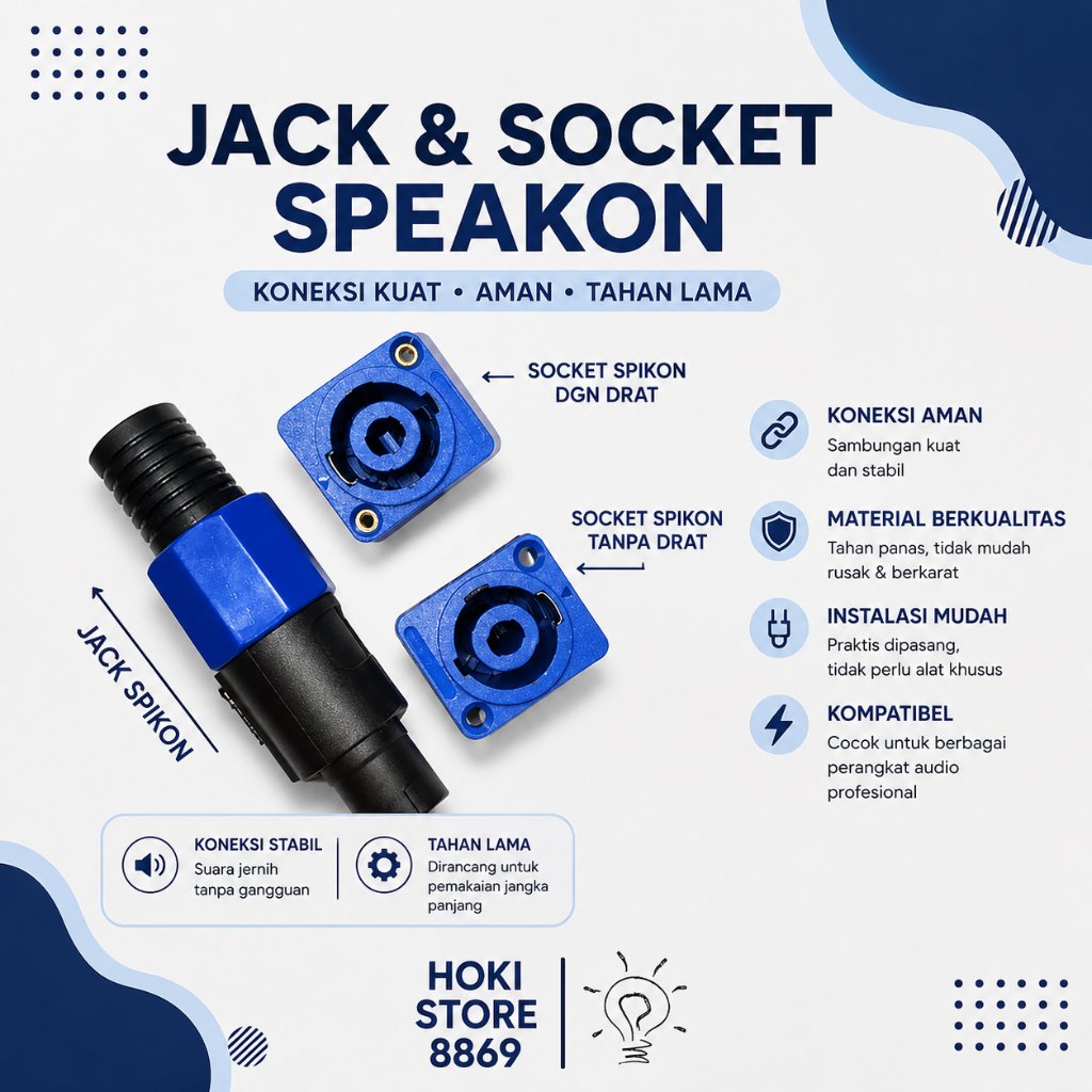 JACK SPIKON SOKET SPIKON / SPIKON SATU SET JACK AUDIO ( JACK SPIKON + SOKET SPIKON BIRU)
